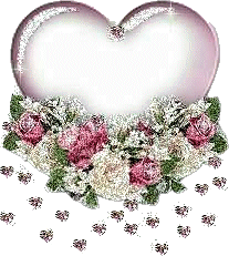 un coeur avec plein de rose brillante qui sont tomber du ciel